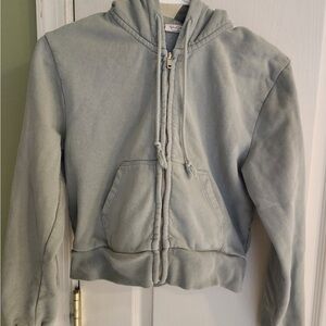 Pacsun Gray Hooded Zip-Up Jacket